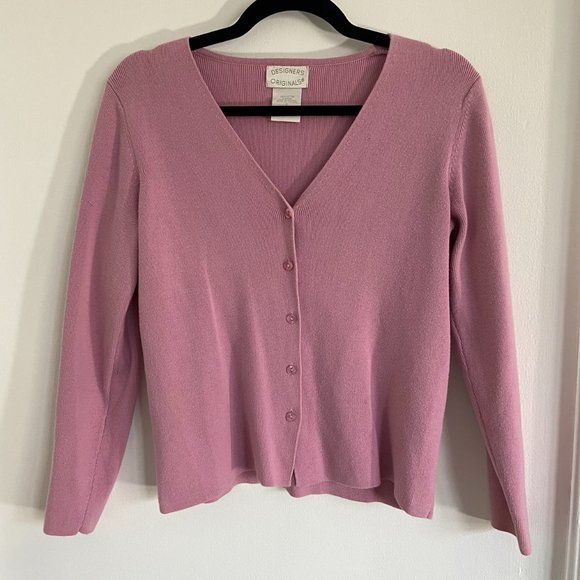 Vintage pink cardigan sweater - Picture 3 of 4